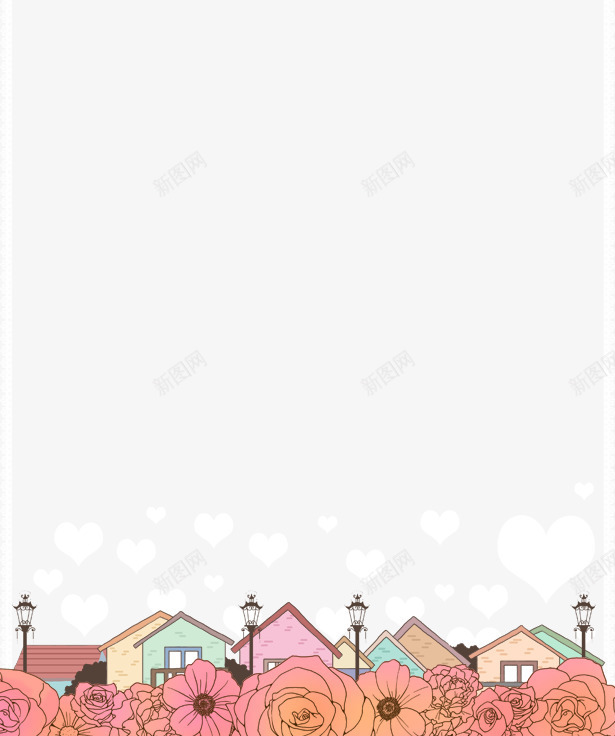 卡通房子边框psd免抠素材_新图网 https://ixintu.com 卡通房子 卡通路灯 卡通边框 房子边框 线条边框 线条边框素材 边框