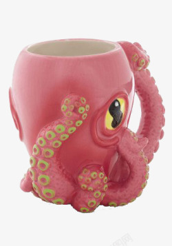 艺术陶瓷品粉色章鱼陶瓷杯高清图片
