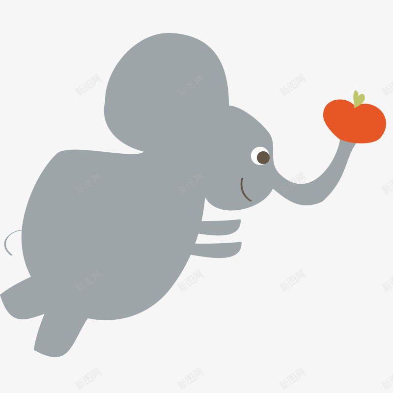 卡通扁平化可爱动物欢乐png免抠素材_新图网 https://ixintu.com 动物 卡通 可爱 大象 扁平化 欢乐