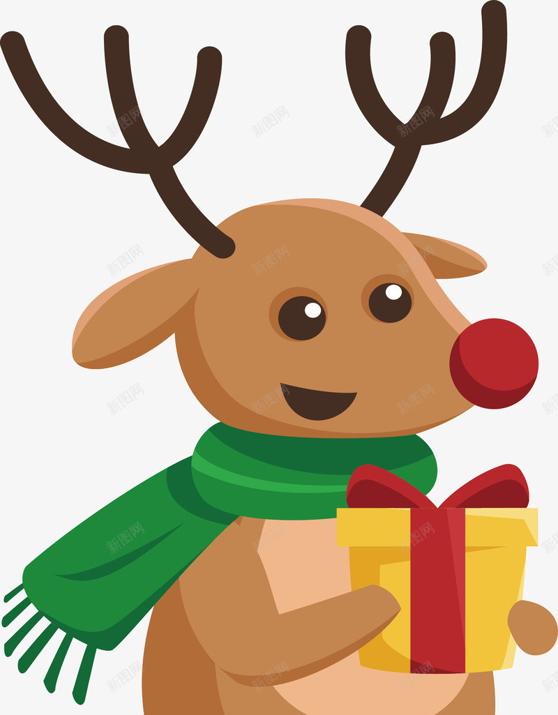 送你圣诞礼物矢量图ai免抠素材_新图网 https://ixintu.com 圣诞礼物 圣诞节 矢量png 送你礼物 驯鹿 麋鹿 矢量图
