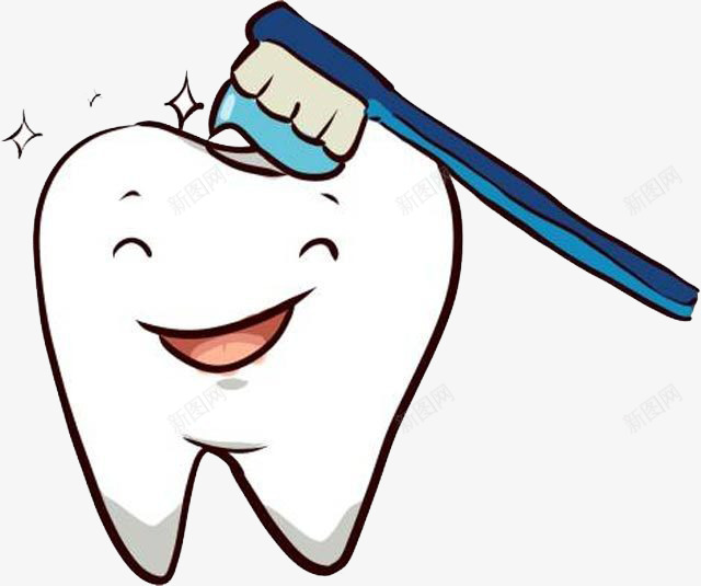 牙齿和牙刷png免抠素材_新图网 https://ixintu.com 卡通形象 口腔 护理 牙刷 牙齿 牙齿修护卡通图