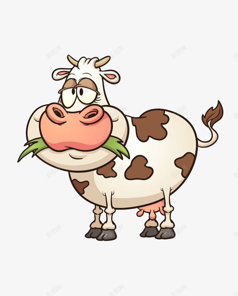 吃草的奶牛png免抠素材_新图网 https://ixintu.com 动物 奶牛 手绘画 牛 矢量装饰 装饰