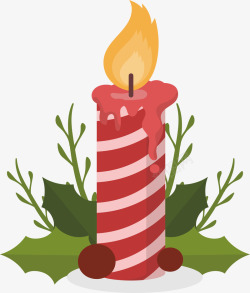 圣诞节红色条纹蜡烛矢量图素材