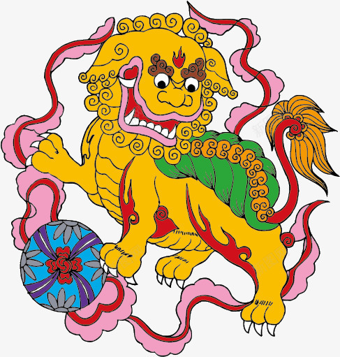 神兽狮子png免抠素材_新图网 https://ixintu.com 传统 图腾 神兽