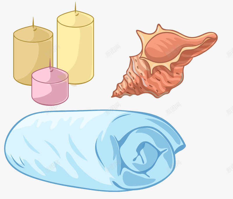 手绘蜡烛被卷海螺png免抠素材_新图网 https://ixintu.com 手绘 海螺壳 蜡烛 被子