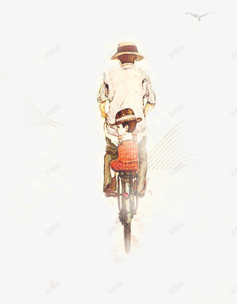 父亲与儿子png免抠素材_新图网 https://ixintu.com 单车 卡通 温馨 父子 装饰