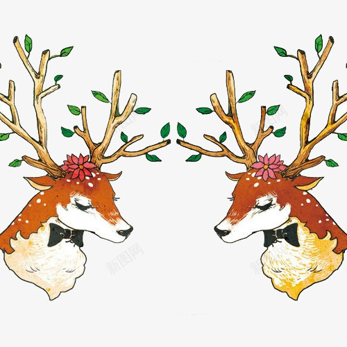 手绘水彩绘画动物麋鹿png免抠素材_新图网 https://ixintu.com 动物 手绘 水彩 绘画 麋鹿