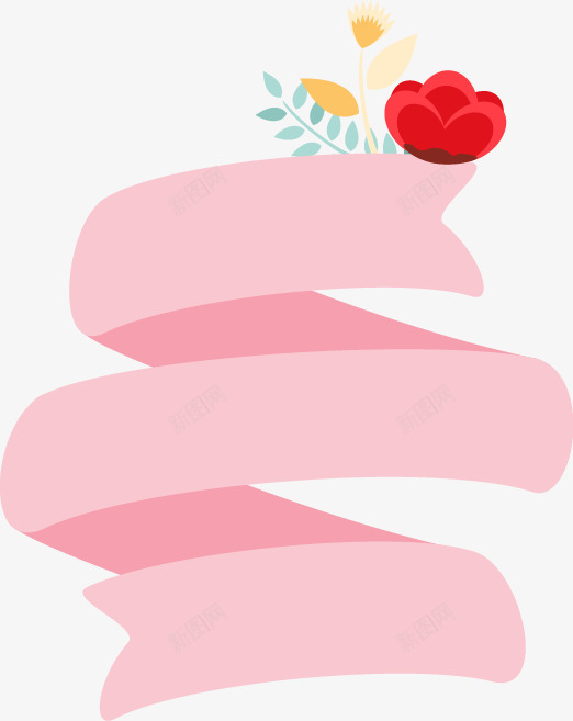 卡通花卉装饰丝带矢量图ai免抠素材_新图网 https://ixintu.com 丝带 条幅 花卉 花朵 矢量图