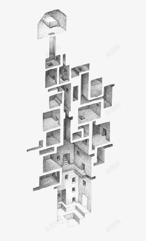 灰色拼接建筑png免抠素材_新图网 https://ixintu.com 建筑 拼接 灰色 简约