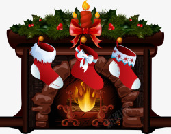 火炉上的圣诞袜子素材