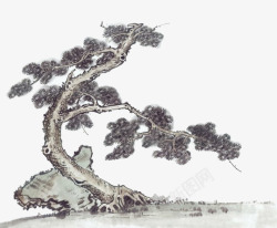 毛笔画的松树一棵松树高清图片