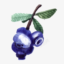 卡通水彩蓝莓矢量图素材
