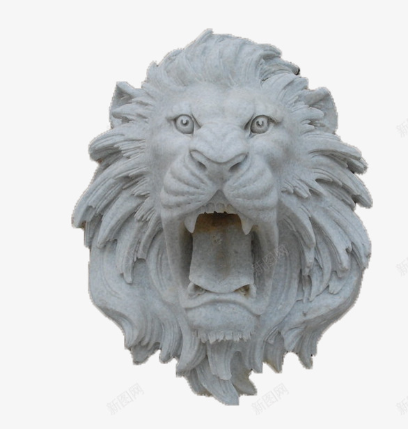 狮子头石雕png免抠素材_新图网 https://ixintu.com 动物元素 狮子头 石雕 装饰
