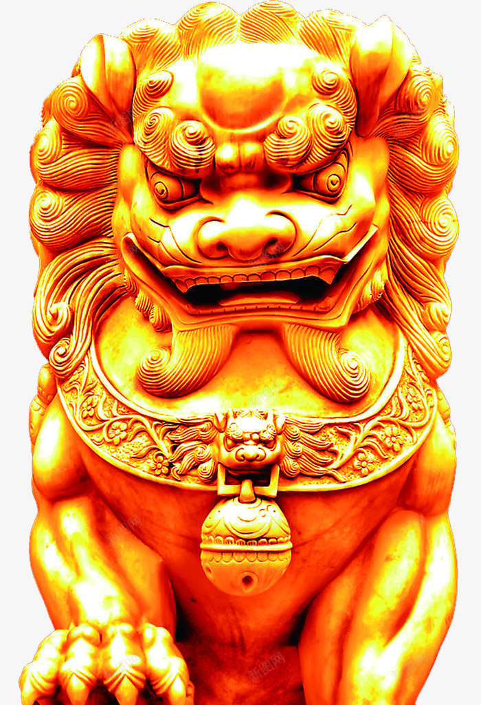 金色雕刻狮子摆件png免抠素材_新图网 https://ixintu.com 摆件 狮子 金色 雕刻
