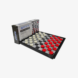 益智游戏棋国际跳棋磁性折叠棋盘红白塑料大高清图片