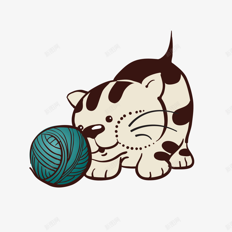 卡通玩毛线球的猫咪矢量图ai免抠素材_新图网 https://ixintu.com 动物设计 卡通 宠物 手绘 毛线球 猫咪 矢量图