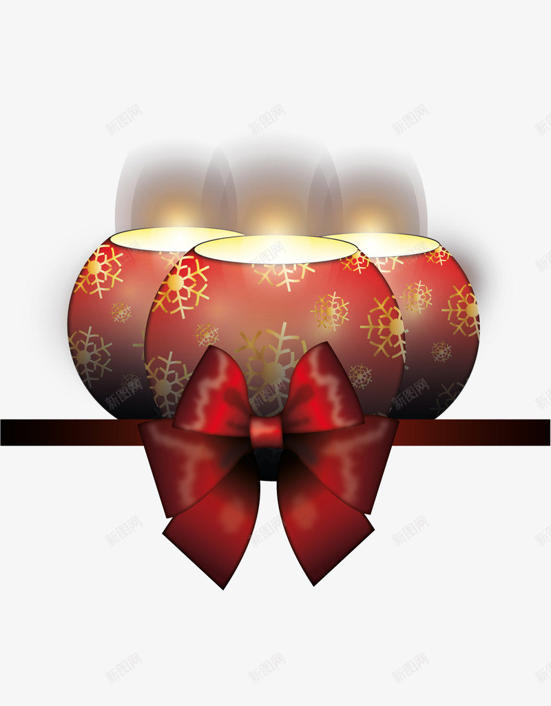 香薰蜡烛png免抠素材_新图网 https://ixintu.com 烛光 红色 蝴蝶结 装饰