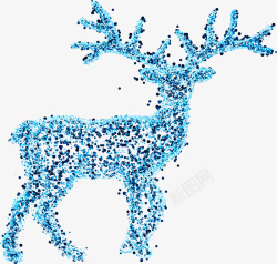 圣诞节蓝色创意麋鹿素材