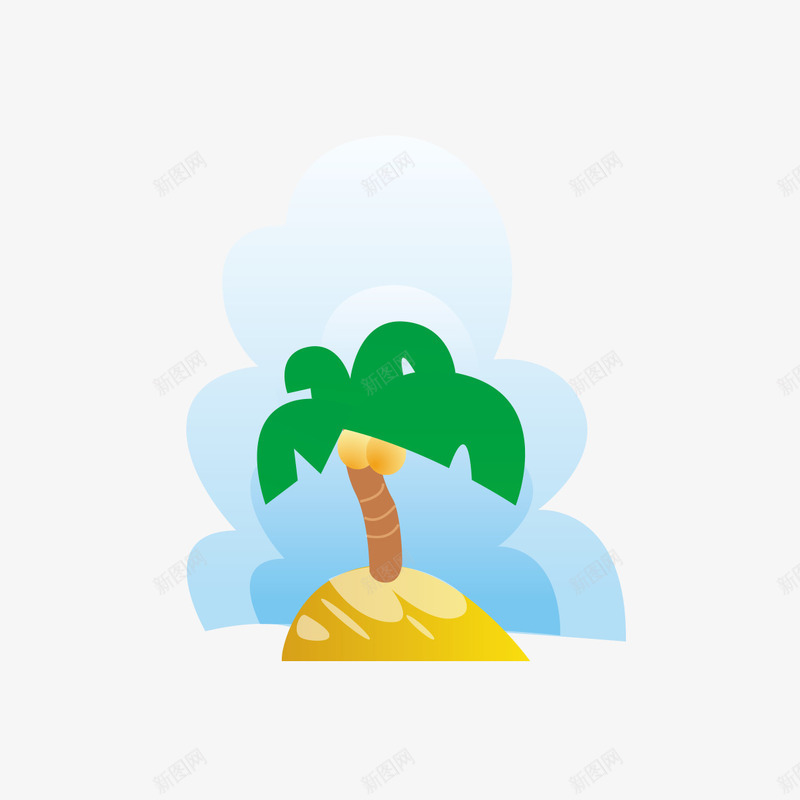 手绘卡通沙滩椰树png免抠素材_新图网 https://ixintu.com 卡通沙滩 椰树 沙滩 沙滩卡通 沙滩椰树