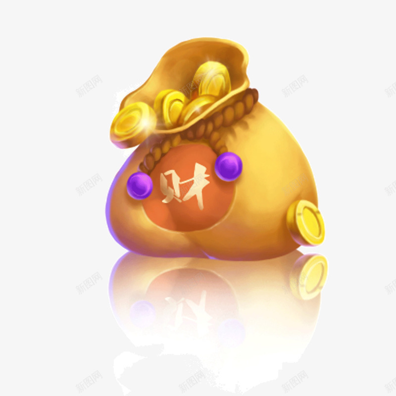 金色钱袋psd免抠素材_新图网 https://ixintu.com 投影 素材 金色 钱袋