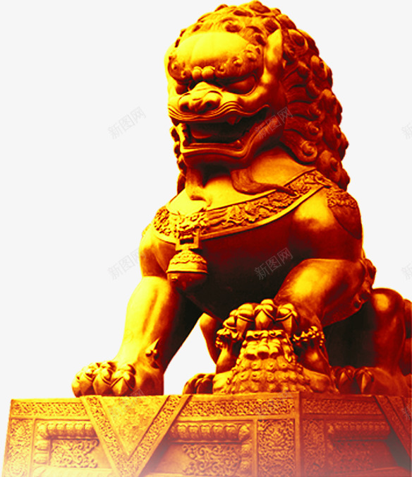 金色狮子雕塑png免抠素材_新图网 https://ixintu.com 狮子 设计 金色 雕塑