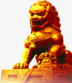 金色狮子雕塑素材