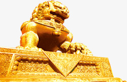 雕刻效果金黄色雕刻效果狮子高清图片