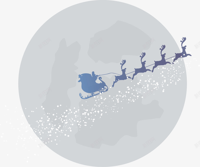 手绘圣诞老人驾驶麋鹿雪橇车png免抠素材_新图网 https://ixintu.com 圣诞老人 手绘
