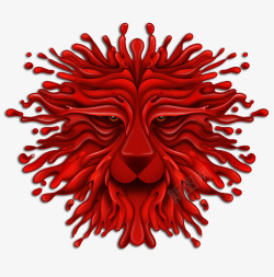 艺术红色狮子人头素材