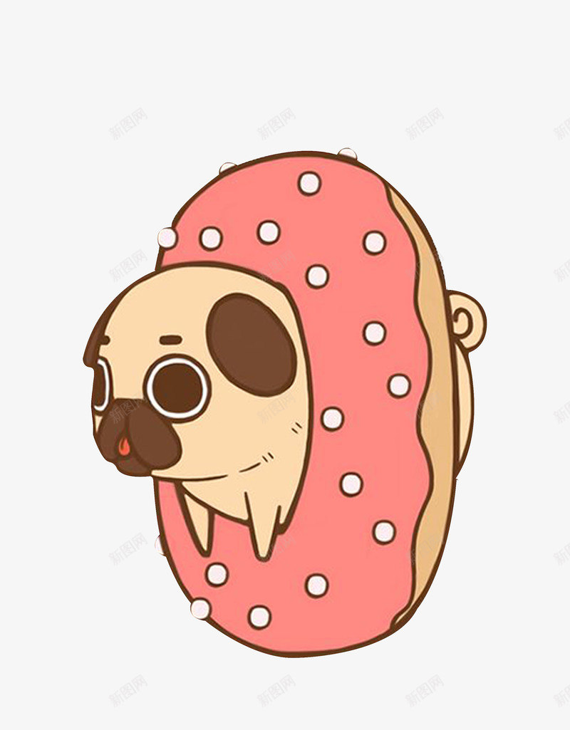 卡通png免抠素材_新图网 https://ixintu.com 创意 卡通狗 可爱 形象 甜甜圈