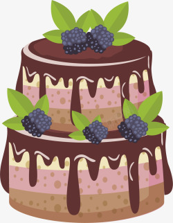 蓝莓巧克力蛋糕蓝莓装饰巧克力蛋糕矢量图高清图片