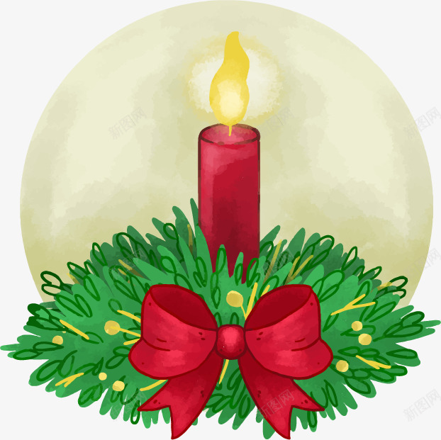 手绘红色蜡烛png免抠素材_新图网 https://ixintu.com 圣诞节蜡烛 烛光 矢量素材 蝴蝶结