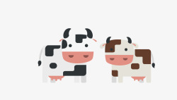 小奶牛两头彩色卡通小奶牛两头矢量图高清图片