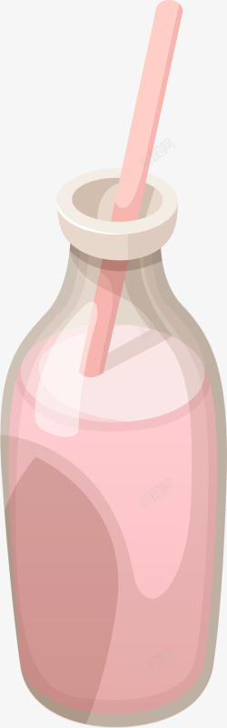 吸管唯美手绘粉色饮料高清图片