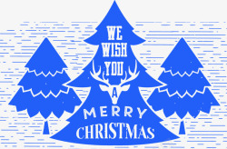 蓝色麋鹿2018圣诞节圣诞树海报高清图片