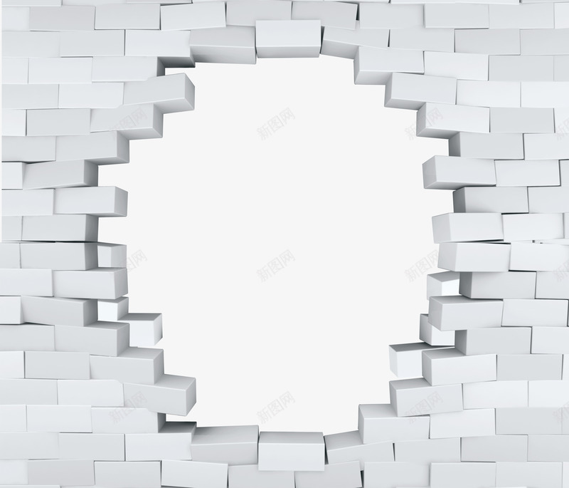 3D砖墙png免抠素材_新图网 https://ixintu.com 3D 掉落 砖墙