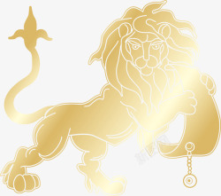 金色狮子图案矢量图素材