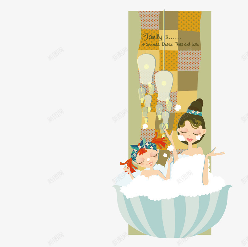 一起在伞中洗澡的母女png免抠素材_新图网 https://ixintu.com 一起 伞中 母女 洗澡