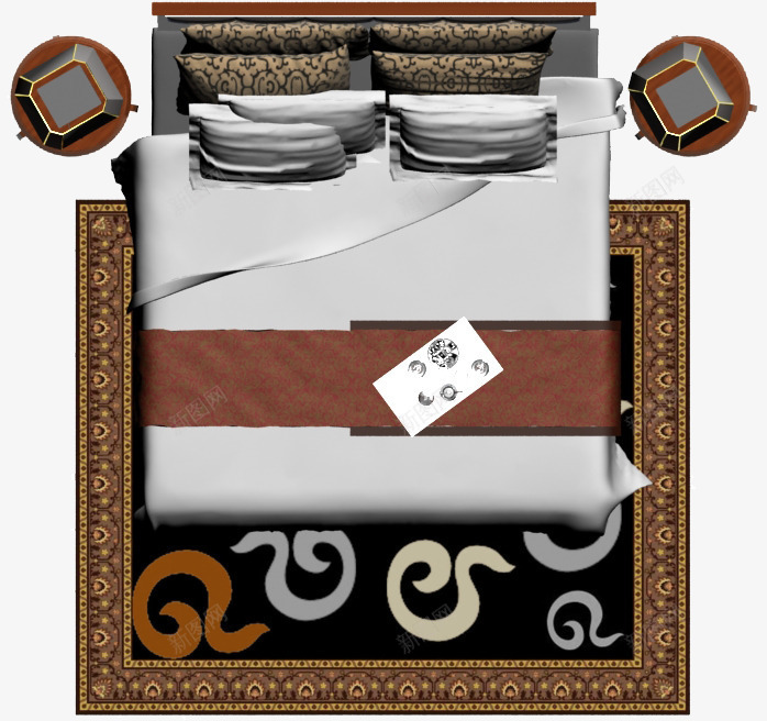 卧室床png免抠素材_新图网 https://ixintu.com 卧室 双人床 床 渲染 空间设计