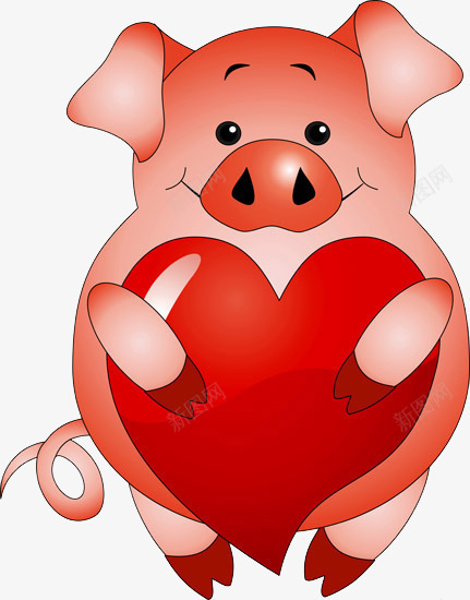 捧着爱心的猪png免抠素材_新图网 https://ixintu.com 动物 卡通动物 可爱的猪 宠物猪 手绘动物 爱心 猪 粉色猪