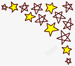 欧洲边角装饰线条图案黄色星星边角装饰边框高清图片