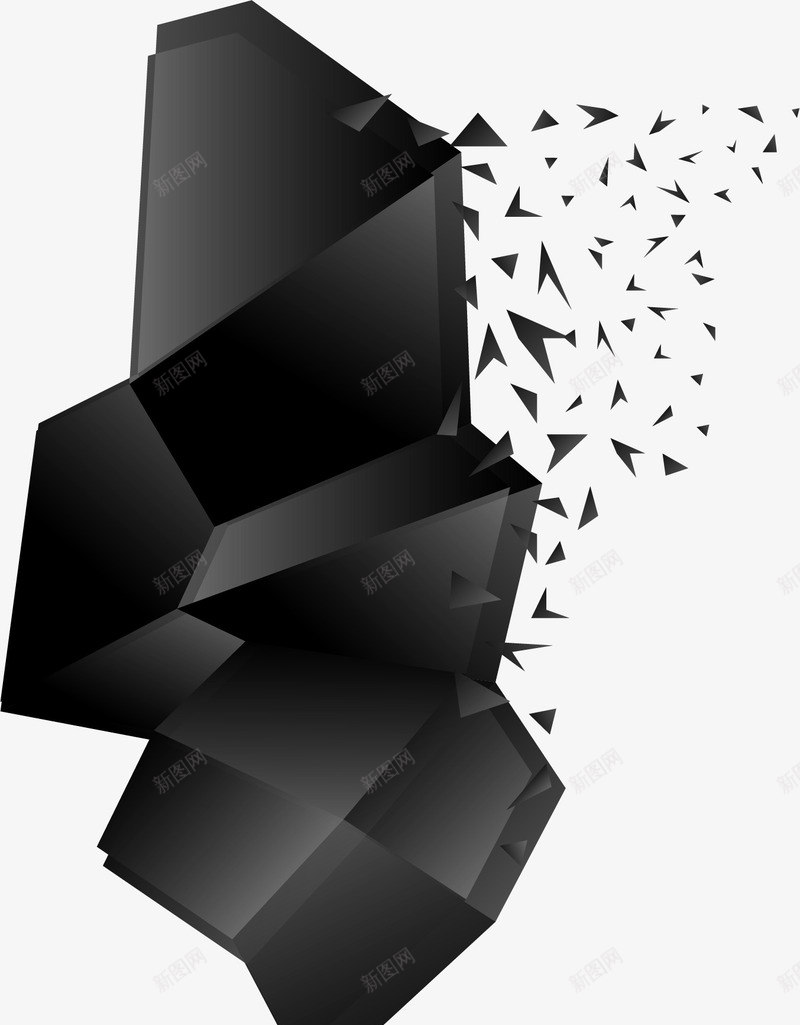 黑色几何体png免抠素材_新图网 https://ixintu.com 几何体 几何结构 分子结构 黑色晶体