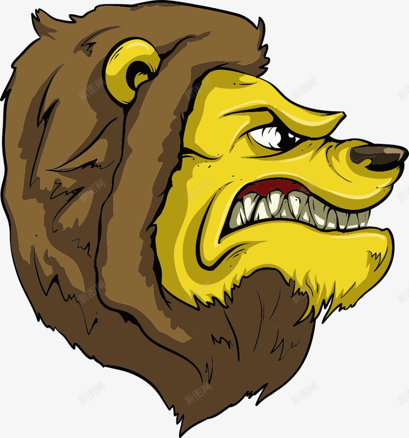 狮子头部png免抠素材_新图网 https://ixintu.com 动物 动物插画 卡通动物 狮子 狮子头部 矢量动物
