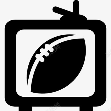 橄榄球在电视监控图标图标