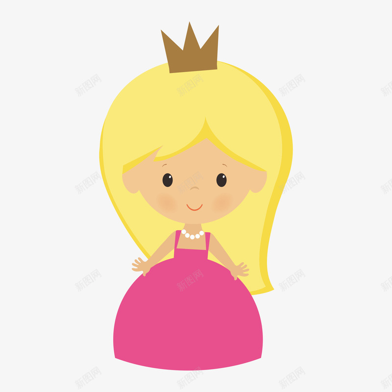 穿粉色裙子的小公主png免抠素材_新图网 https://ixintu.com 动漫动画 卡通手绘 头饰 小公主 小公主图案 粉色裙子 装饰图