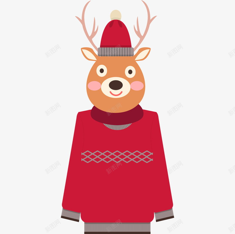 卡通穿红衣服的麋鹿png免抠素材_新图网 https://ixintu.com 卡通麋鹿 圣诞树 圣诞老人 圣诞节 圣诞麋鹿 礼物 红色 节日