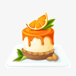 卡通橙汁果味蛋糕矢量图素材