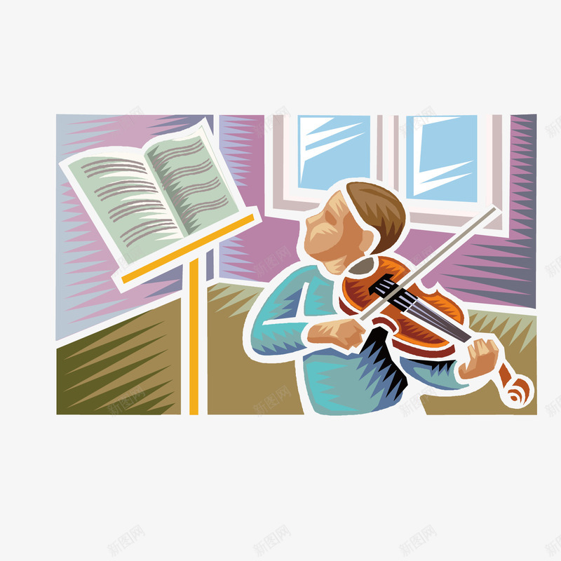 拉小提琴版画png免抠素材_新图网 https://ixintu.com 拉小提琴 木刻 版画 美术插图 美术插画 艺术创作 表现主义