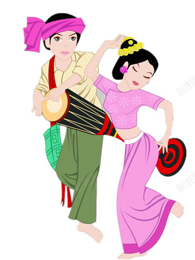 民族服装和民族乐器png免抠素材_新图网 https://ixintu.com 动作 文化 服饰 舞蹈 音乐