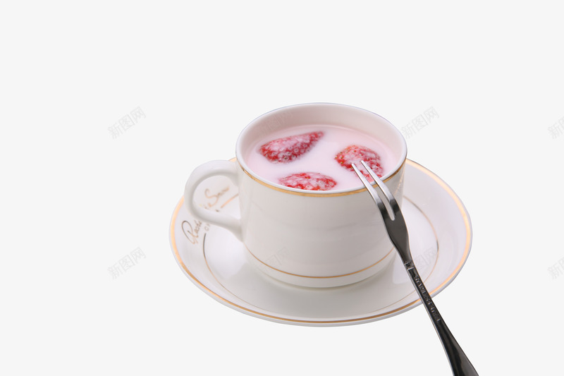 一杯奶茶png免抠素材_新图网 https://ixintu.com 产品实物 叉子 奶杯 杯子 美食